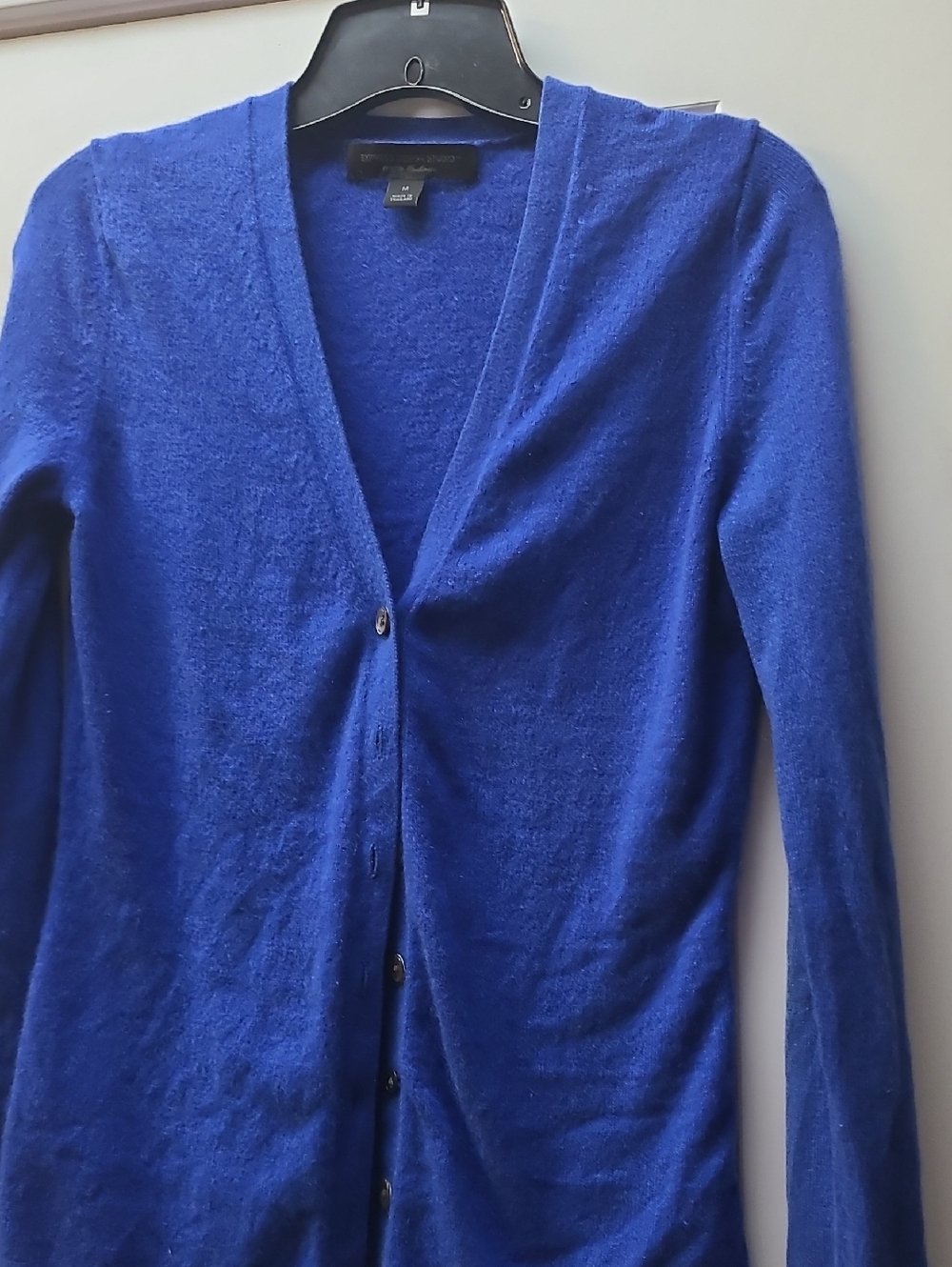 EXPRESS Cashmere Button Down Cardigan. Royal Blue. Size M